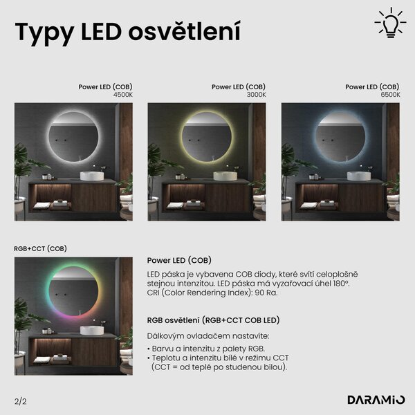 Kulaté zrcadlo do koupelny s LED osvětlením E6