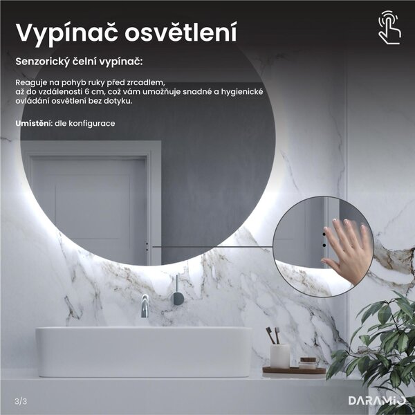 Kulaté zrcadlo do koupelny s LED osvětlením E6