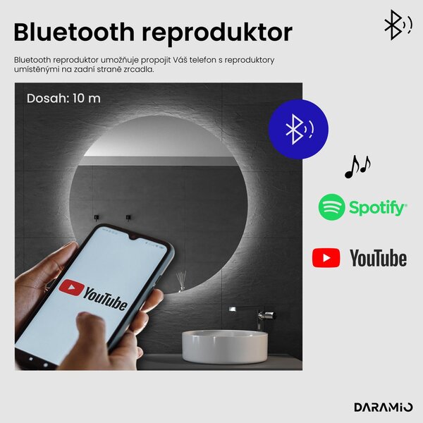 Kulaté zrcadlo do koupelny s LED osvětlením E6