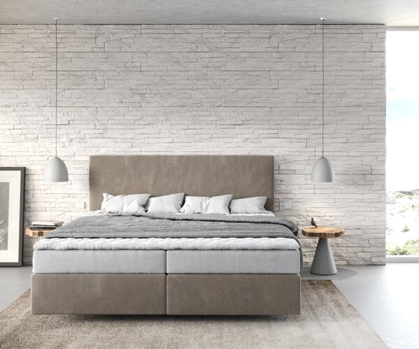 DELIFE Boxspring postel Dream-Well 180x200 cm mikrovlákno béžová s matrací a topperem
