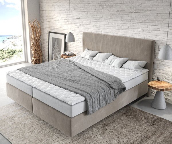 DELIFE Boxspring postel Dream-Well 180x200 cm mikrovlákno béžová s matrací a topperem