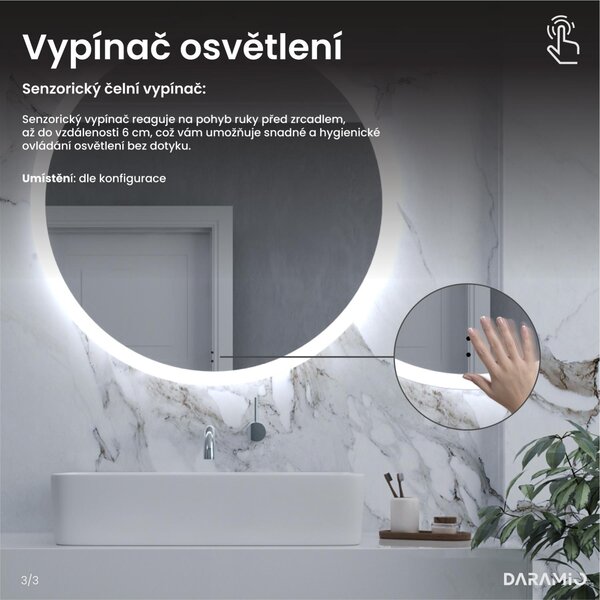 Kulaté zrcadlo do koupelny s LED osvětlením E1
