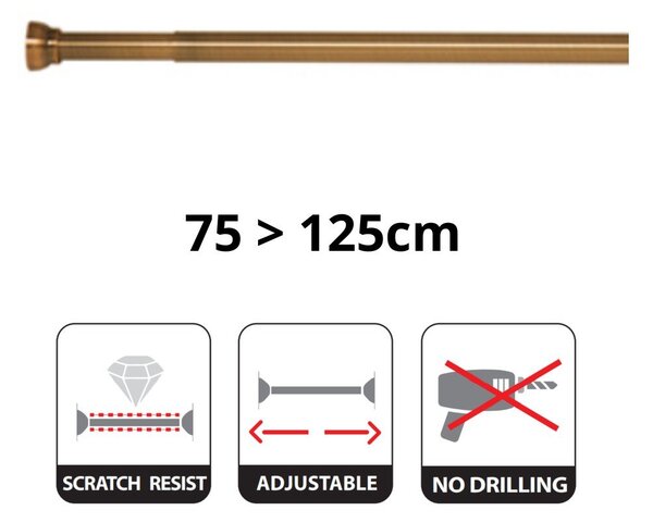 Tyč na sprchový závěs v matně zlaté barvě 75 - 125 cm Kreta – Spirella