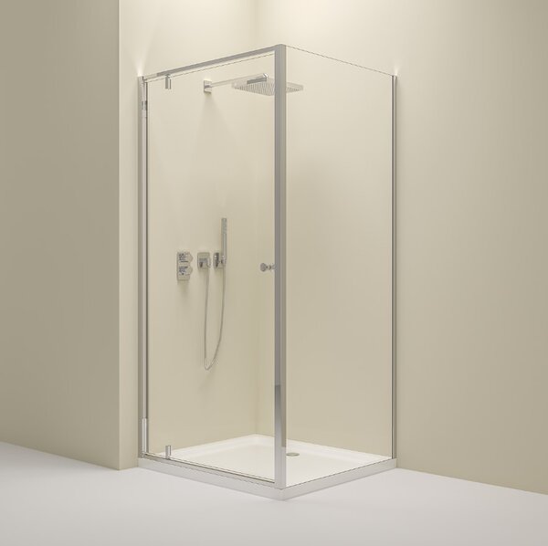 Erga Sydney, sprchový kout s 1-křídlými dveřmi 80(dveře) x 80(stěna) x 195 cm, 6mm čiré sklo, chromový profil, ERG-V02-SYDNEY-D080G080-CR