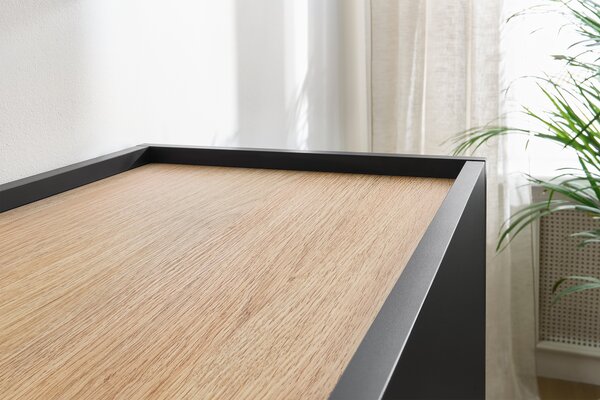 Moderní komoda Desin 120 cm dvoudveřová - černá matná / dub nagano