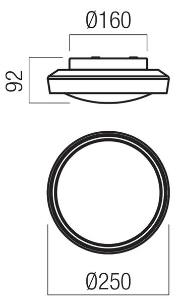 Redo Stropní LED svítidlo Arca ø 25 cm, IP44