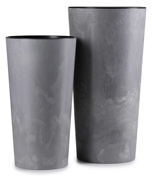 PLASTOVÝ KVĚTINÁČ URBANIKA SADA 2KS 57X30 CM+46,6X25,5 CM IMITACE BETONU ŠEDÁ