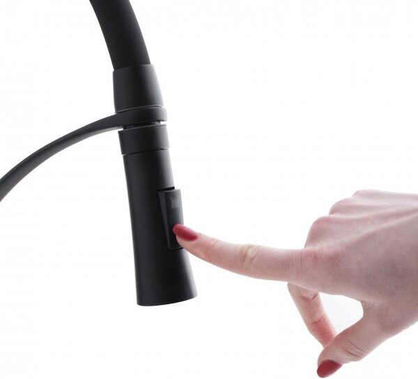Erga Zefir, vysoká dřezová baterie s elastickým ramenem h-430, černá matná, ERG-YKA-BZ.ZEFIR-BLK