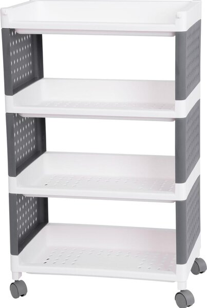 MagicHome Regál Rolly, plast, 4 police, 49x29x75,5 cm, na kolekách