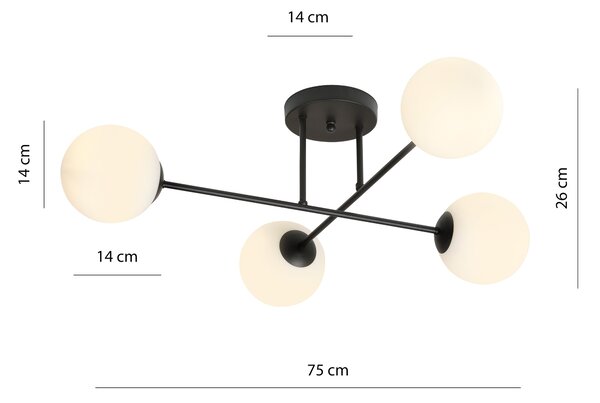 Emibig Roma stropní světlo 4x10 W černá 1232/4