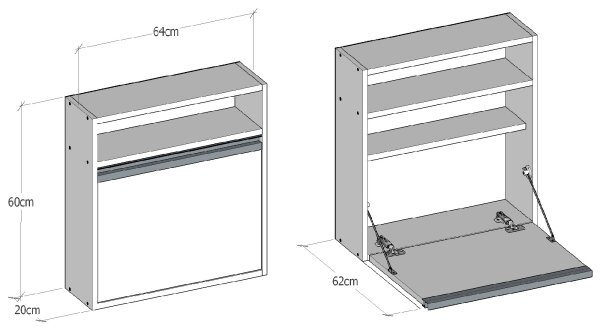 Skládací pracovní stůl OPTIMUM 64x20 cm bílá