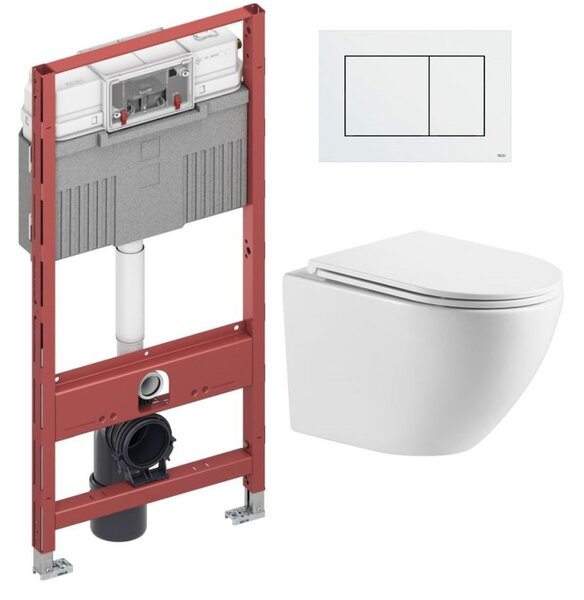 Sada podomítkový WC modul Tece Profil 9300302, WC mísa se sedátkem s pomalým sklápěním Omnires Ottawa OTTAWAMWBP, 9.240.400