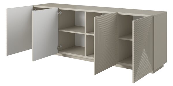 Moderní komoda Asha 200 cm čtyřdveřová - kašmír