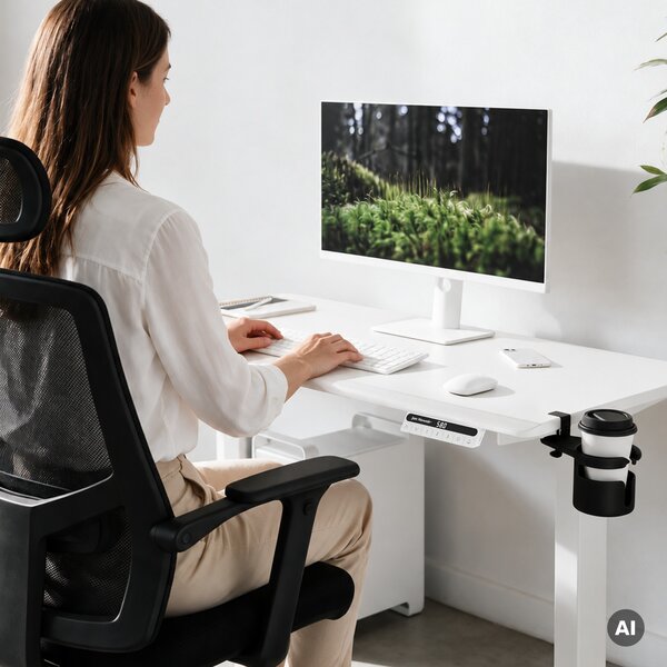Elektrický stůl s nastavitelnou výškou ergonomický bílý,1200x600 mm: ARIA