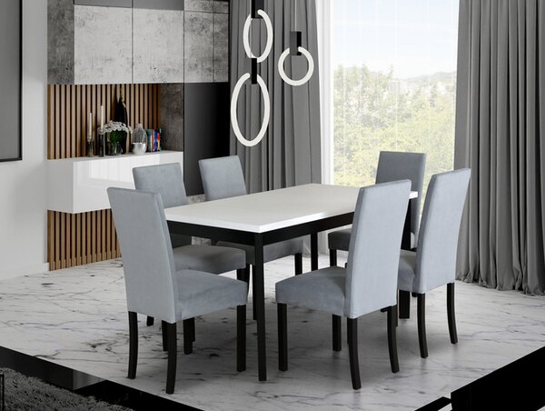Jídelní sestava DX 30 odstín lamina (deska stolu) artisan, odstín dřeva (židle + nohy stolu) buk, potahový materiál látka