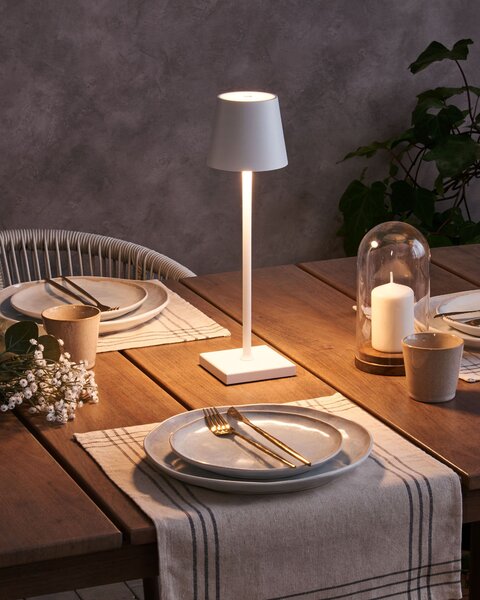 LED bezdrátová stolní lampa BACEIRO se stmívačem Kov Bílá