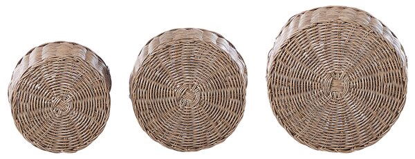 Sada 3 proutěných květináčů PENDULA Umělý ratan 33/37/45 cm Přírodní