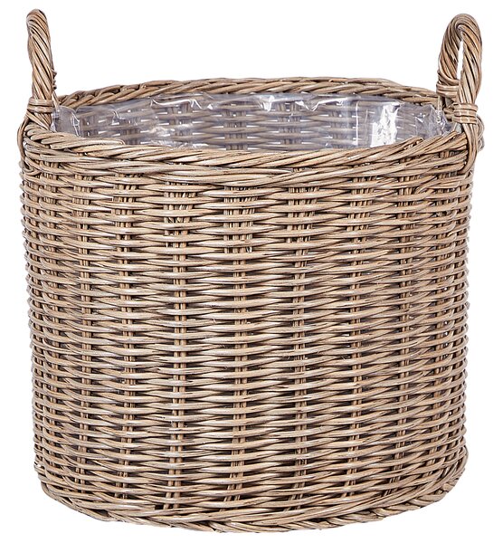 Sada 3 proutěných květináčů PENDULA Umělý ratan 33/37/45 cm Přírodní