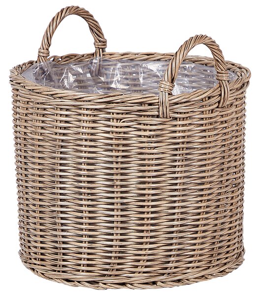 Sada 3 proutěných květináčů PENDULA Umělý ratan 33/37/45 cm Přírodní