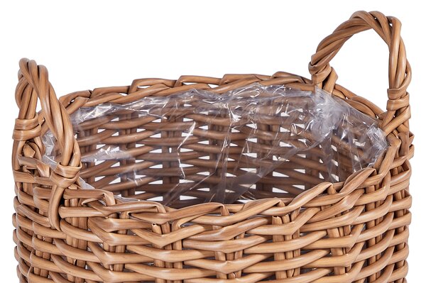 Sada 3 proutěných květináčů AUCUBA 26/34/44 cm Světle hnědá