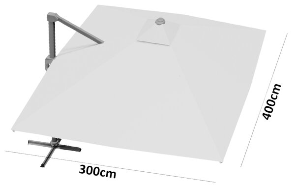 Garden Line Zahradní slunečník s ochranným obalem ROMA 300 x 400 cm šedý