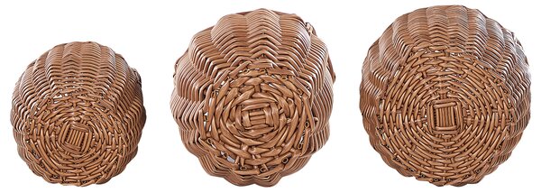 Sada 3 proutěných květináčů AUCUBA 26/34/44 cm Světle hnědá