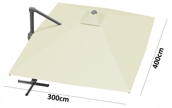 Garden Line Zahradní slunečník s ochranným obalem ROMA 300 x 400 cm béžový