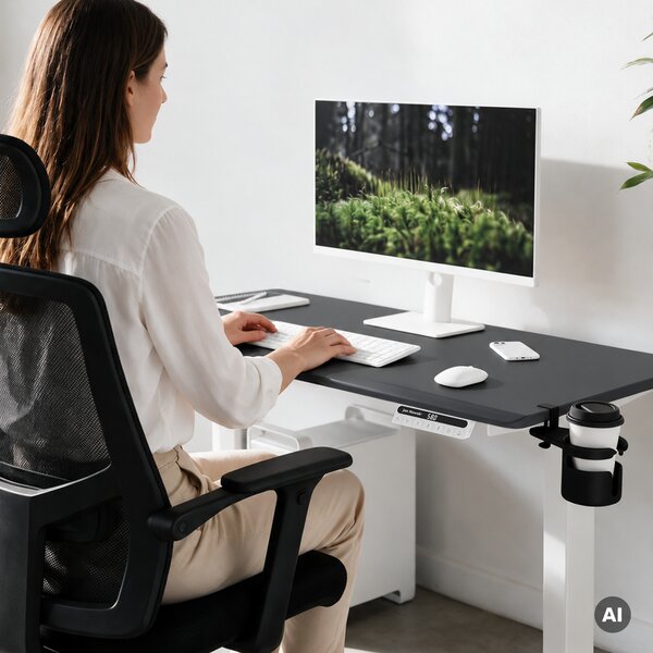 Elektrický stůl s nastavitelnou výškou ergonomický bílo-antracitový,1200x600 mm: ARIA