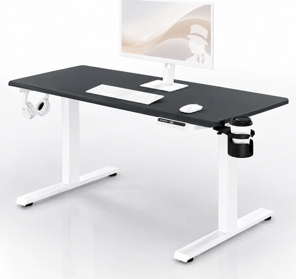Elektrický stůl s nastavitelnou výškou ergonomický bílo-antracitový,1400x700 mm: ARIA