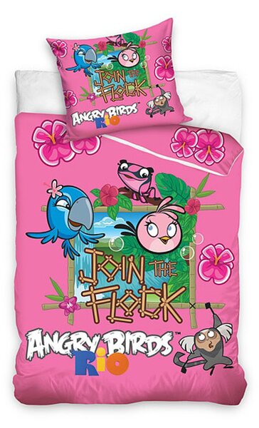 Carbotex Povlečení Angry Birds Rio růžová bavlna 140/200, 70/80cm