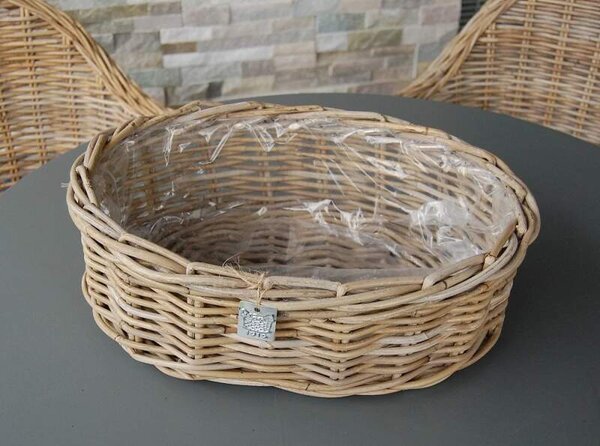 RATANOVÝ Košík OVÁLNÝ CLASIC, Grey, 44x32x15 cm (Van der Leeden®)