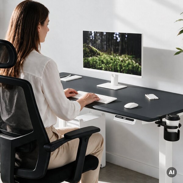Elektrický stůl s nastavitelnou výškou ergonomický bílo-antracitový,1600x800 mm: ARIA