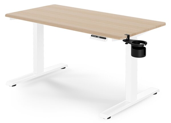 Elektrický stůl s nastavitelnou výškou ergonomický bílý/dub sonoma,1200x600 mm: ARIA