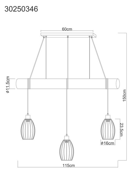 ZÁVĚSNÉ SVÍTIDLO, 115/16/150 cm Globo - Online Only svítidla, Online Only