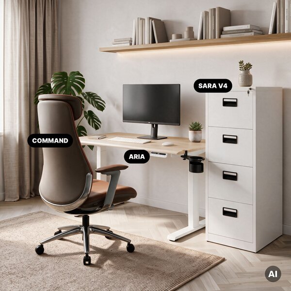 Elektrický stůl s nastavitelnou výškou ergonomický bílý/dub sonoma,1200x600 mm: ARIA