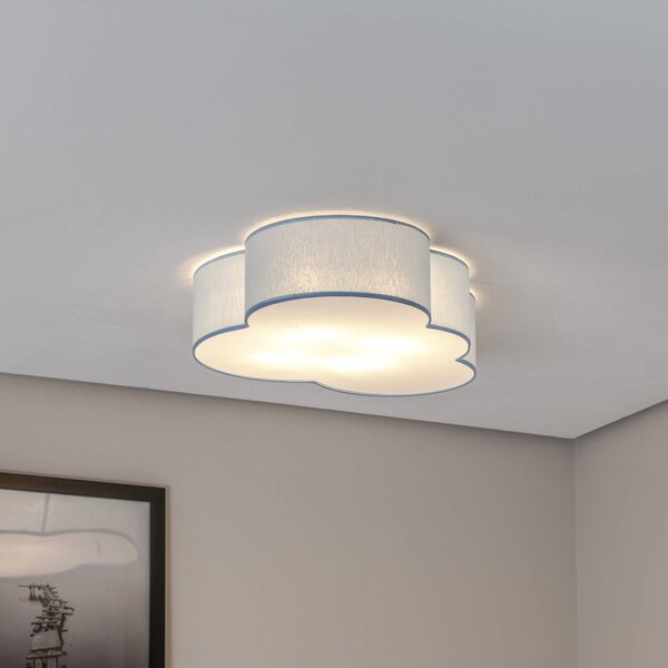 TK Lighting Stropní světlo Cloud, modré, délka 63 cm, textil, mrak, E27, stmívatelný, Modrá, Dětský pokoj, Textil / tkanina / hedvábí, Young lifestyle
