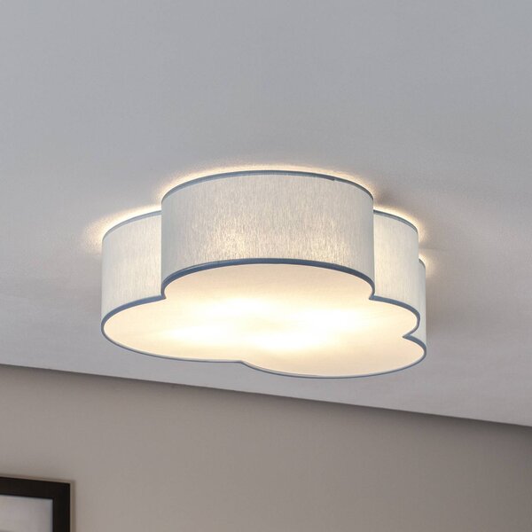 TK Lighting Stropní světlo Cloud, modré, délka 63 cm, textil, mrak, E27, stmívatelný, Modrá, Dětský pokoj, Textil / tkanina / hedvábí, Young lifestyle