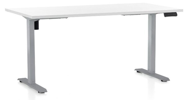 Výškově nastavitelný stůl OfficeTech B, 140 x 80 cm - šedá podnož Barva: Bílá
