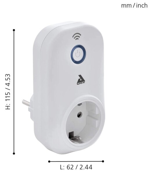 Eglo 97936 - Chytrá zásuvka Connect plug PLUS 2300W SCHUKO Bluetooth
