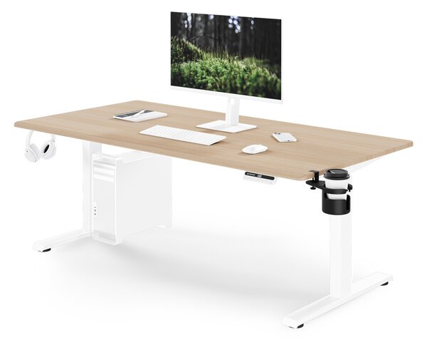 Elektrický stůl s nastavitelnou výškou ergonomický bílý/dub sonoma,1600x800 mm: ARIA