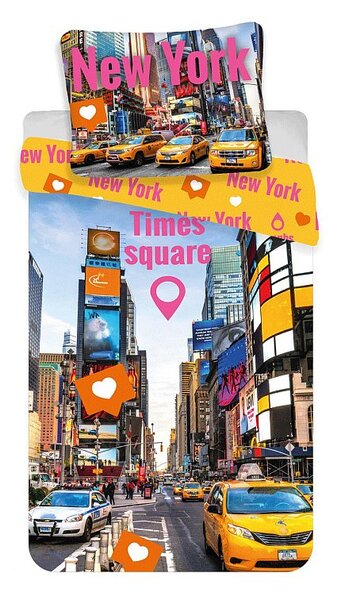 JERRY FABRICS Povlečení Times Square Bavlna, 140/200, 70/90 cm
