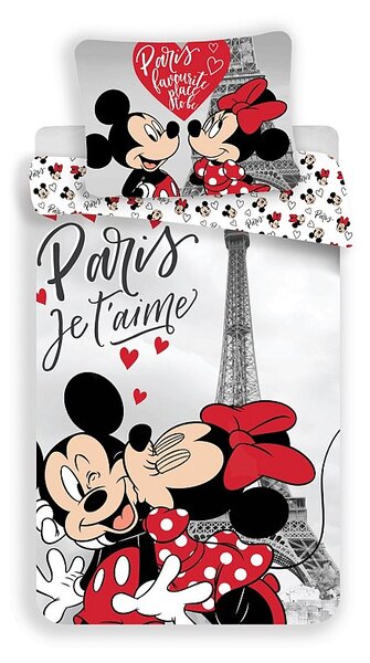 JERRY FABRICS Povlečení Mickey a Minnie Paříž Eiffelova věž Bavlna, 140/200, 70/90 cm