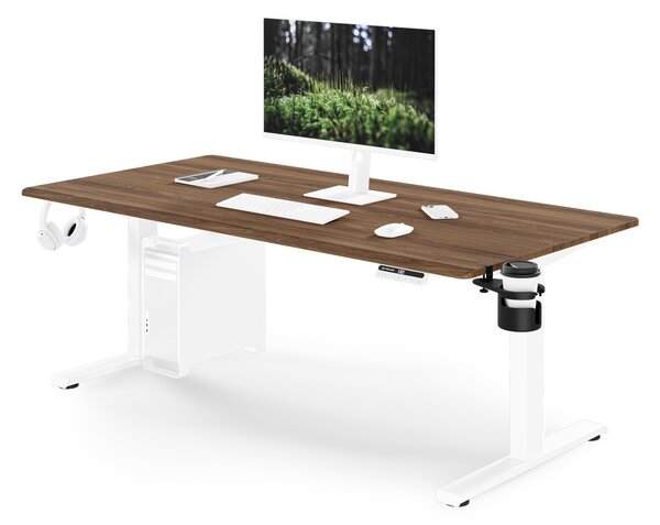 Elektrický stůl s nastavitelnou výškou ergonomický bílý/ořech,1600x800 mm: ARIA