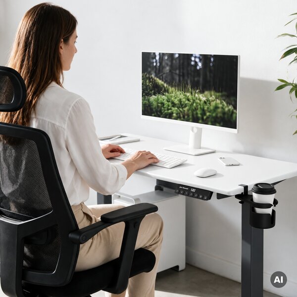 Elektrický stůl s nastavením výšky ergonomický antracitově-bílý, 1200x600 mm: ARIA