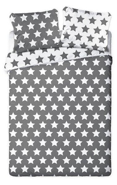 FARO Francouzské povlečení Hvězdy šedé Bavlna, 220/200, 2x70/80 cm