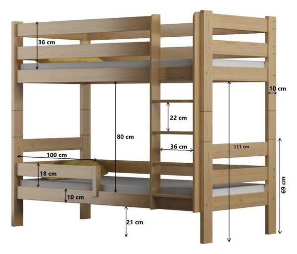 Patrová postel Olda Barva: ořech, Velikost matrace: 160x90 cm, Zábrana na spodní postel: ne