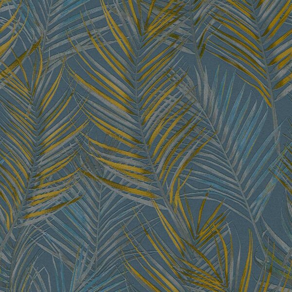 A.S. Création | Vliesová tapeta na zeď Attractive 2 39038-7 | 0,53 x 10,05 m | modrá, žlutá, vining ivy