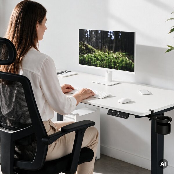 Elektrický stůl s nastavením výšky ergonomický antracitově-bílý, 1600x800 mm: ARIA