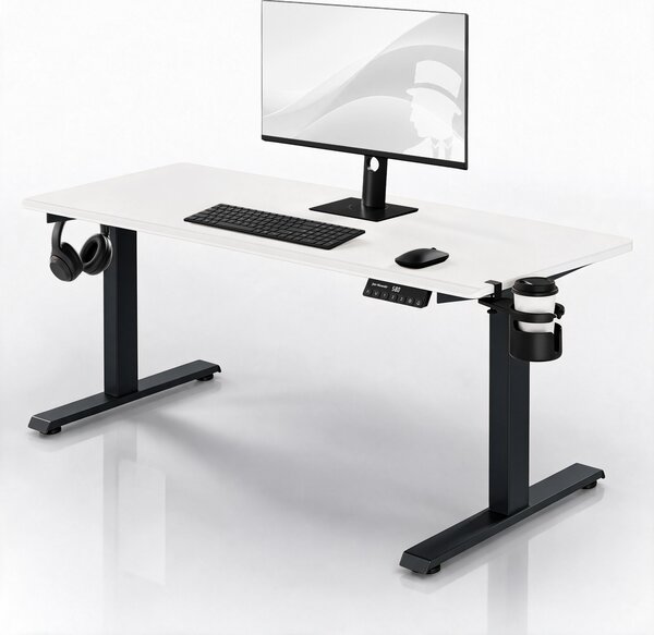 Elektrický stůl s nastavením výšky ergonomický antracitově-bílý, 1600x800 mm: ARIA