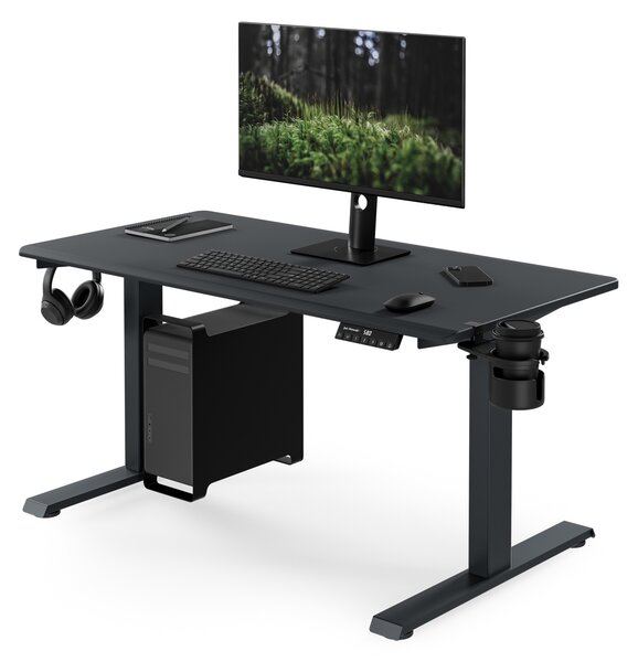 Elektrický stůl s nastavením výšky ergonomický antracitový,1200x600 mm: ARIA